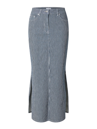 Selected Femme SlfMyra HW Stripe Column Denim Skirt Medium Blue Denim